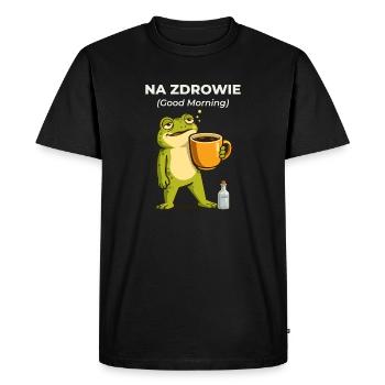 Frog Na zdrowie Coffee & Vodka Humor - Men's Premium Organic T-Shirt - black - Front - Nico (187cm)