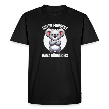 Bonjour, très mince koala à glace, endormis - T-shirt Premium bio Homme - noir - Devant - Nico (187cm)