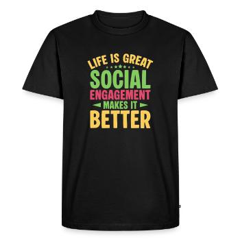 L’engagement des travailleurs sociaux dans les quotas rend les choses meilleures. - T-shirt Premium bio Homme - noir - Devant - Nico (187cm)