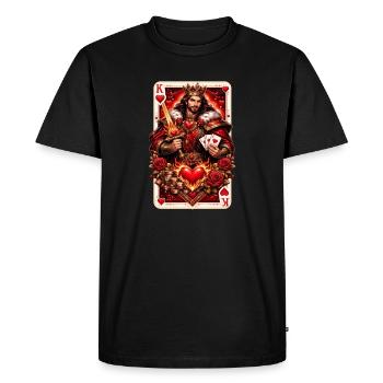 Chemise de couple Roi de Cœur de cartes à jouer pour la Saint-Valentin n°1 - T-shirt Premium bio Homme - noir - Devant - Nico (187cm)