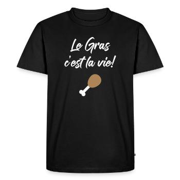 Le Gras c'est la vie! Karadoc Cult - Men's Premium Organic T-Shirt - black - Front - Nico (187cm)