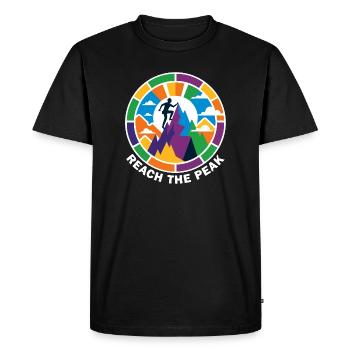 Motif de trekking alpin alpin Alpineer Mountaineer - T-shirt Premium bio Homme - noir - Devant - Nico (187cm)