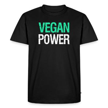 VEGAN POWER – Diction drôle de végane avec humour - T-shirt Premium bio Homme - noir - Devant - Nico (187cm)