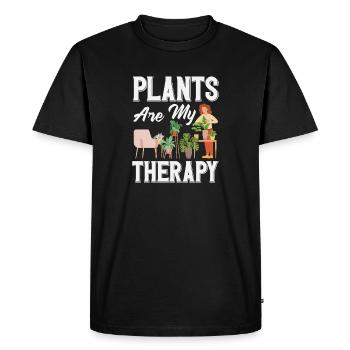 Amoureux des plantes, les plantes sont ma thérapie - T-shirt Premium bio Homme - noir - Devant - Nico (187cm)