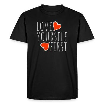 Aimez-vous d’abord Aimez-vous de soi Prenez soin de vous - T-shirt Premium bio Homme - noir - Devant - Nico (187cm)