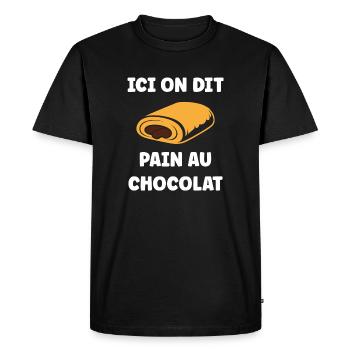 Pain au chocolat illustré - T-shirt Premium bio Homme - noir - Devant - Nico (187cm)