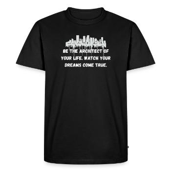 Architect Your Life – Motivational Streetwear - Men's Premium Organic T-Shirt - black - Front - Nico (187cm)