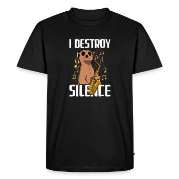 Je détruis le silence Saxophone Saxophone - T-shirt Premium bio Homme - noir - Devant - Nico (187cm)