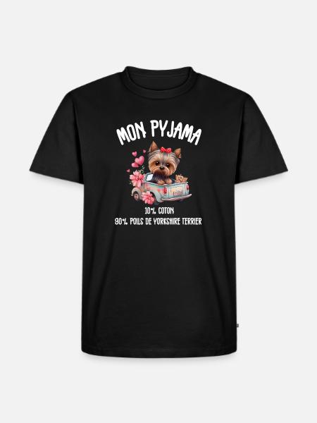 Lustige Yorkshire-Hundepyjamas - Männer Premium Bio T-Shirt - Schwarz