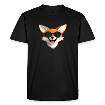 Renard joyeux avec des lunettes de soleil - T-shirt Premium bio Homme - noir - Devant - Nico (187cm)