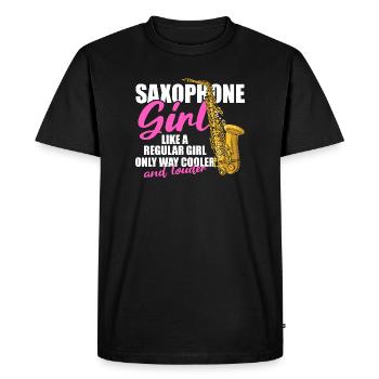 Fille saxophone Joueuse de saxophone - T-shirt Premium bio Homme - noir - Devant - Nico (187cm)
