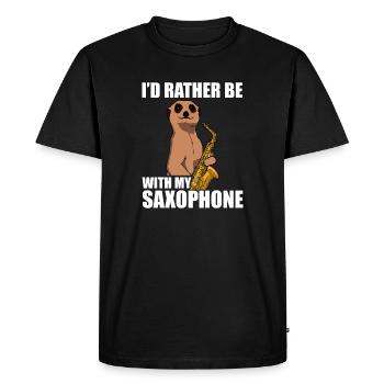 Je préfère être avec mon saxophoniste - T-shirt Premium bio Homme - noir - Devant - Nico (187cm)
