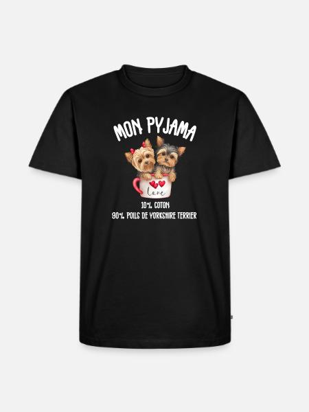 Lustige Yorkshire-Hundepyjamas - Männer Premium Bio T-Shirt - Schwarz