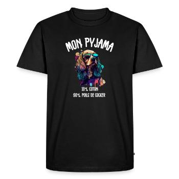 Funny Cocker Spaniel Dog Pajamas - Men's Premium Organic T-Shirt - black - Front - Nico (187cm)