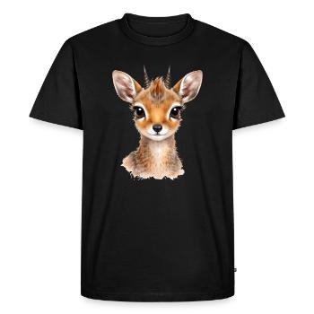 Regard doux – antilope naine Dikdik - T-shirt Premium bio Homme - noir - Devant - Nico (187cm)
