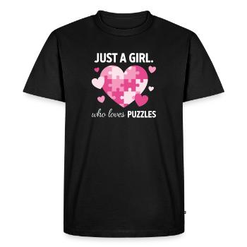 Just a Girl Who Loves Puzzles - Men's Premium Organic T-Shirt - black - Front - Nico (187cm)