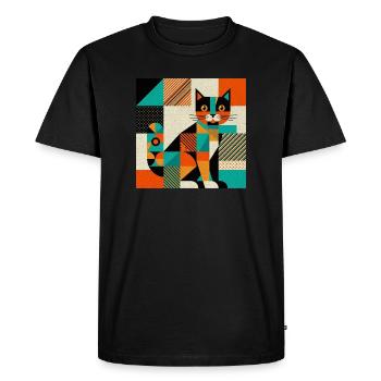 Silhouette géométrique de chat - T-shirt Premium bio Homme - noir - Devant - Nico (187cm)