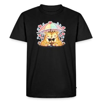 Couple de girafes de câlin arc-en-ciel - T-shirt Premium bio Homme - noir - Devant - Nico (187cm)