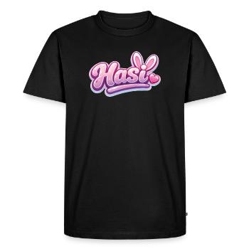 Hasl Heart Lettering Pink Glam - Men's Premium Organic T-Shirt - black - Front - Nico (187cm)