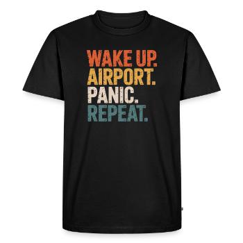 Wake Up Airport Panic Repeat Travel - Men's Premium Organic T-Shirt - black - Front - Nico (187cm)