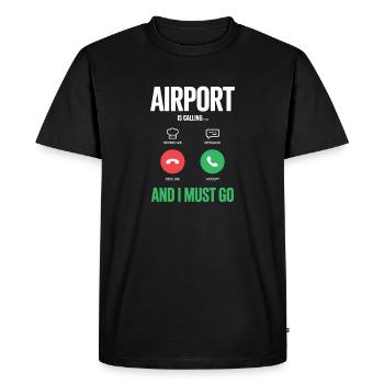 Appels drôles de vacances à l’aéroport et je dois - T-shirt Premium bio Homme - noir - Devant - Nico (187cm)