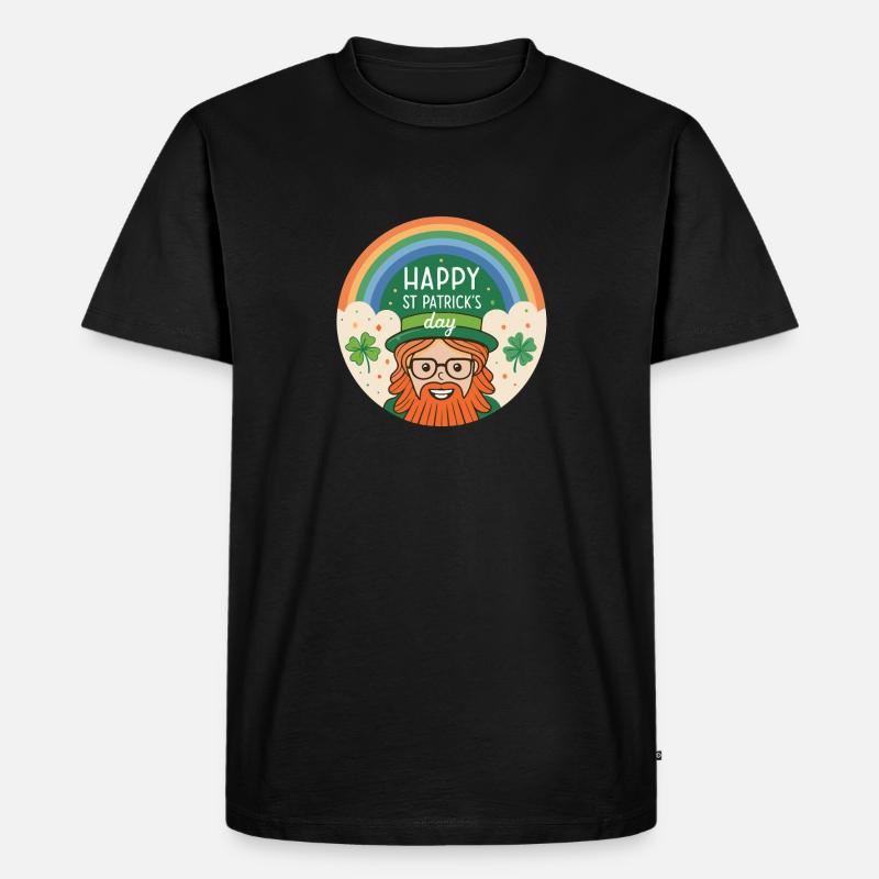 St. Patrick's Regenbogen-Kobold - Männer Premium Bio T-Shirt - Schwarz