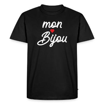 Mon Bijou Coeur Script - T-shirt Premium bio Homme - noir - Devant - Nico (187cm)