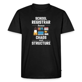 School Secretariat Work with Heart for School Office - Men's Premium Organic T-Shirt - black - Front - Nico (187cm)