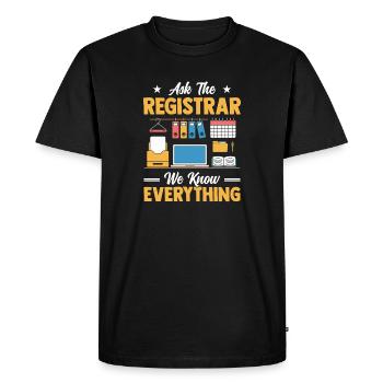 School Secretary Everyday School Life Ask Secretary Knowledge - Men's Premium Organic T-Shirt - black - Front - Nico (187cm)