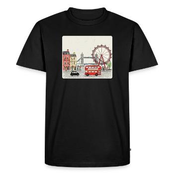 Scène de la ville londonienne dessin animé Big Ben - T-shirt Premium bio Homme - noir - Devant - Nico (187cm)