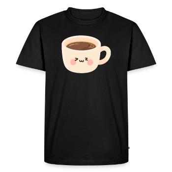 Coffee Cuddly Mug Sleepy Head Kawaii - Men's Premium Organic T-Shirt - black - Front - Nico (187cm)