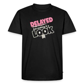 Travel anxiety humor, airport chaos, flying is - Men's Premium Organic T-Shirt - black - Front - Nico (187cm)
