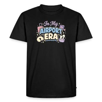Travel anxiety humor, airport chaos, flying is - Men's Premium Organic T-Shirt - black - Front - Nico (187cm)