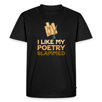 La poésie attaquée - T-shirt Premium bio Homme - noir - Devant - Nico (187cm)