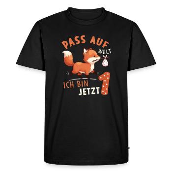 Regardez World I’m Now 1 - Anniversaire de Fox - T-shirt Premium bio Homme - noir - Devant - Nico (187cm)