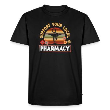 Retro support for your local pharmacy - Men's Premium Organic T-Shirt - black - Front - Nico (187cm)