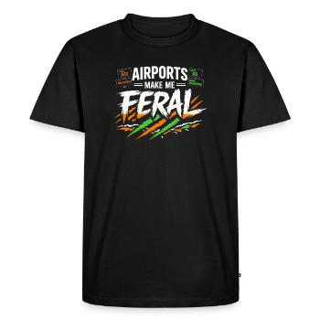 Travel anxiety humor, airport chaos, flying is - Men's Premium Organic T-Shirt - black - Front - Nico (187cm)