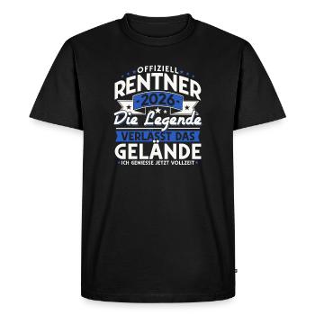 Retraités 2026 - La légende quitte le site - T-shirt Premium bio Homme - noir - Devant - Nico (187cm)