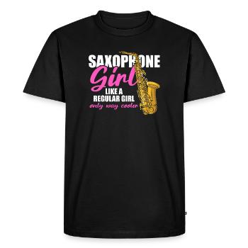 Fille saxophone Joueuse de saxophone - T-shirt Premium bio Homme - noir - Devant - Nico (187cm)