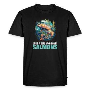 Saumon Saumon - T-shirt Premium bio Homme - noir - Devant - Nico (187cm)