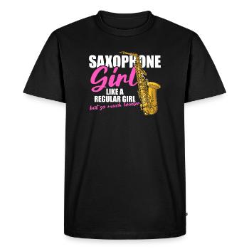 Fille saxophone Joueuse de saxophone - T-shirt Premium bio Homme - noir - Devant - Nico (187cm)