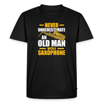 Un vieil homme avec un saxophon Saxophonspieler - T-shirt Premium bio Homme - noir - Devant - Nico (187cm)