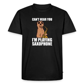 Je ne t’entends pas, saxophoniste - T-shirt Premium bio Homme - noir - Devant - Nico (187cm)