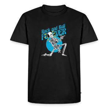 Médiator squelette – Rock and Roll Forever Metal - T-shirt Premium bio Homme - noir - Devant - Nico (187cm)