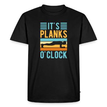 Passionnés de fitness C’est la calisténie des planches à l’heure - T-shirt Premium bio Homme - noir - Devant - Nico (187cm)