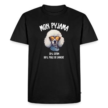 Dog Pajamas Poodle Humor - Men's Premium Organic T-Shirt - black - Front - Nico (187cm)