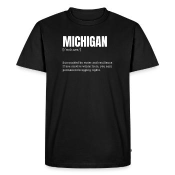Michigan Winter Courage and Proximity to Water - Men's Premium Organic T-Shirt - black - Front - Nico (187cm)