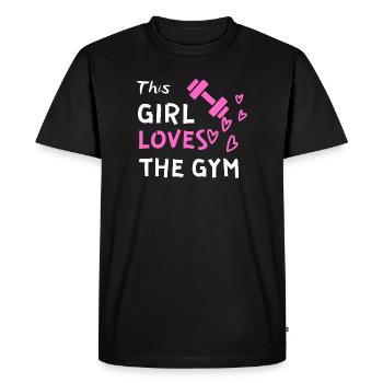 Une fille adore la salle de sport - T-shirt Premium bio Homme - noir - Devant - Nico (187cm)