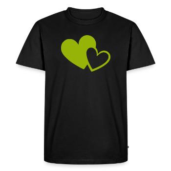 Cœur vert motif de cœurs verts - T-shirt Premium bio Homme - noir - Devant - Nico (187cm)