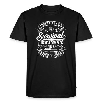 Humour de survie avec motif de boussole - T-shirt Premium bio Homme - noir - Devant - Nico (187cm)